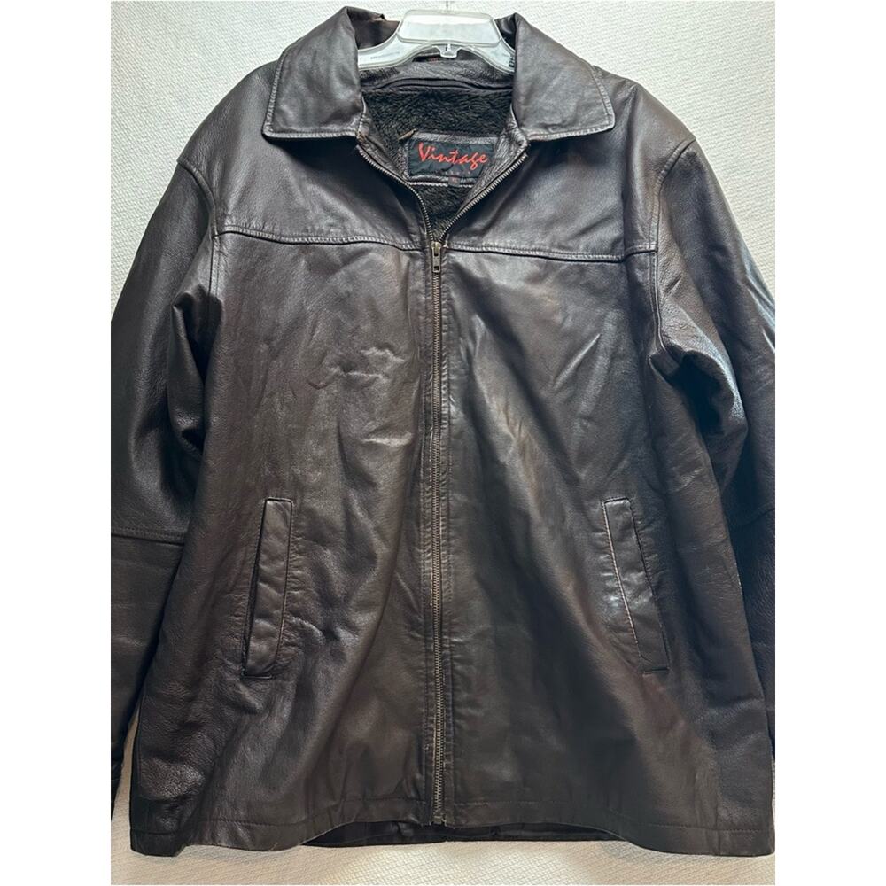 Vintage Leather Dark Brown Leather Men's Jacket